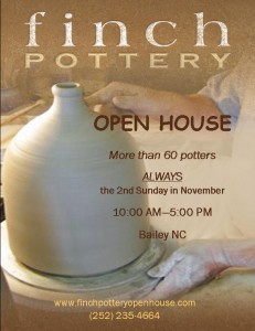 Finch Pottery Open House Nov. 8, 2015